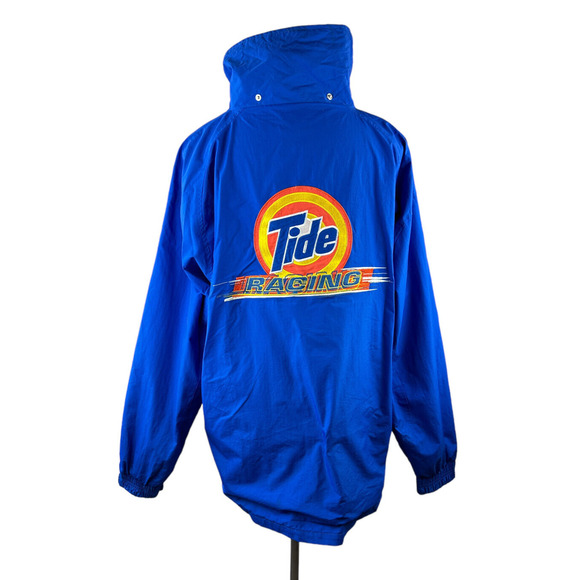 Tide Downy Jacket Blue Nylon Embroidered Full Zip Shell Windbreaker Men's XL - Picture 8 of 15